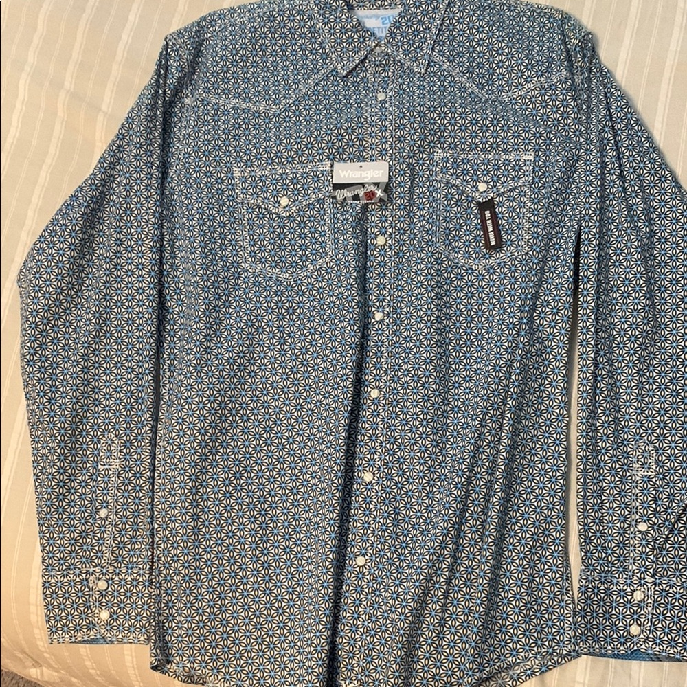 Wrangler Blue Casual Button Down Shirt